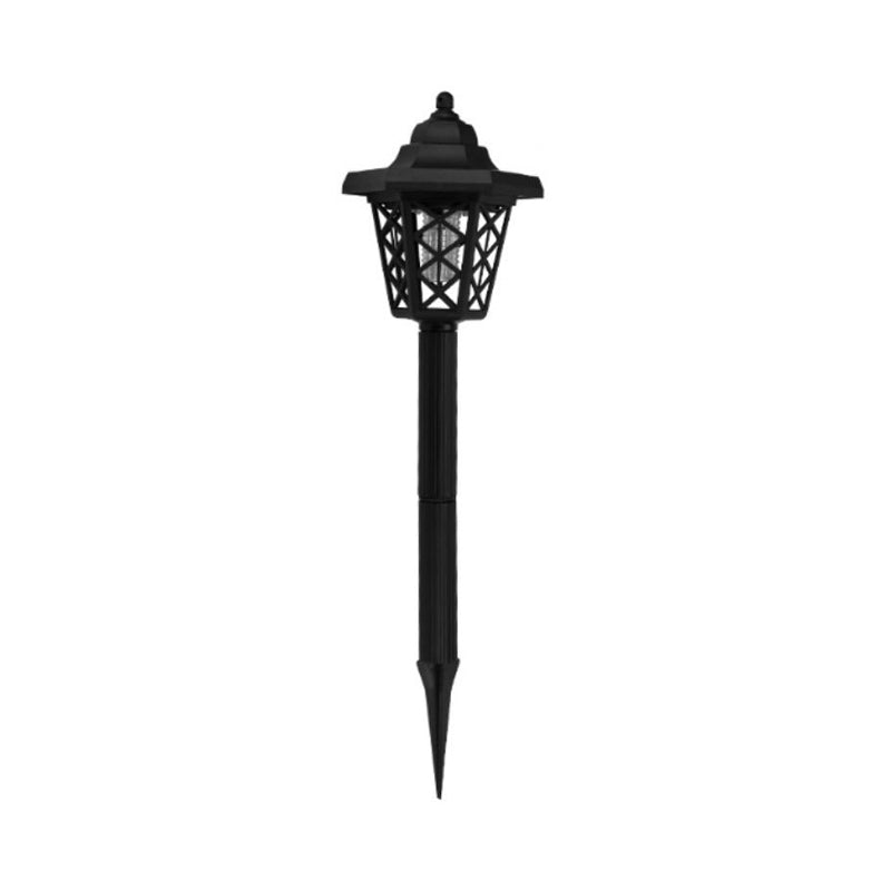 Plastic Hexagonal Solar Ground Lighting Vintage Black LED Mosquito Repellent Lamp for Courtyard