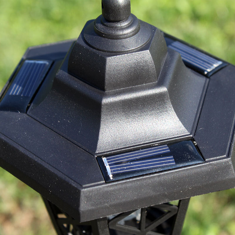 Plastic Hexagonal Solar Ground Lighting Vintage Black LED Mosquito Repellent Lamp for Courtyard