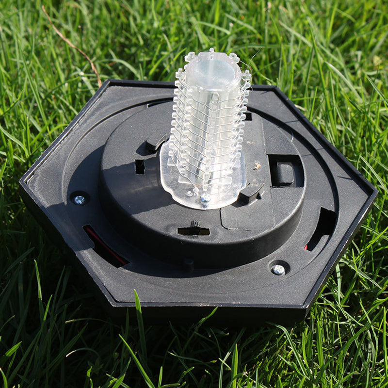 Plastic Hexagonal Solar Ground Lighting Vintage Black LED Mosquito Repellent Lamp for Courtyard