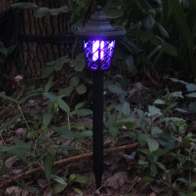 Plastic Hexagonal Solar Ground Lighting Vintage Black LED Mosquito Repellent Lamp for Courtyard