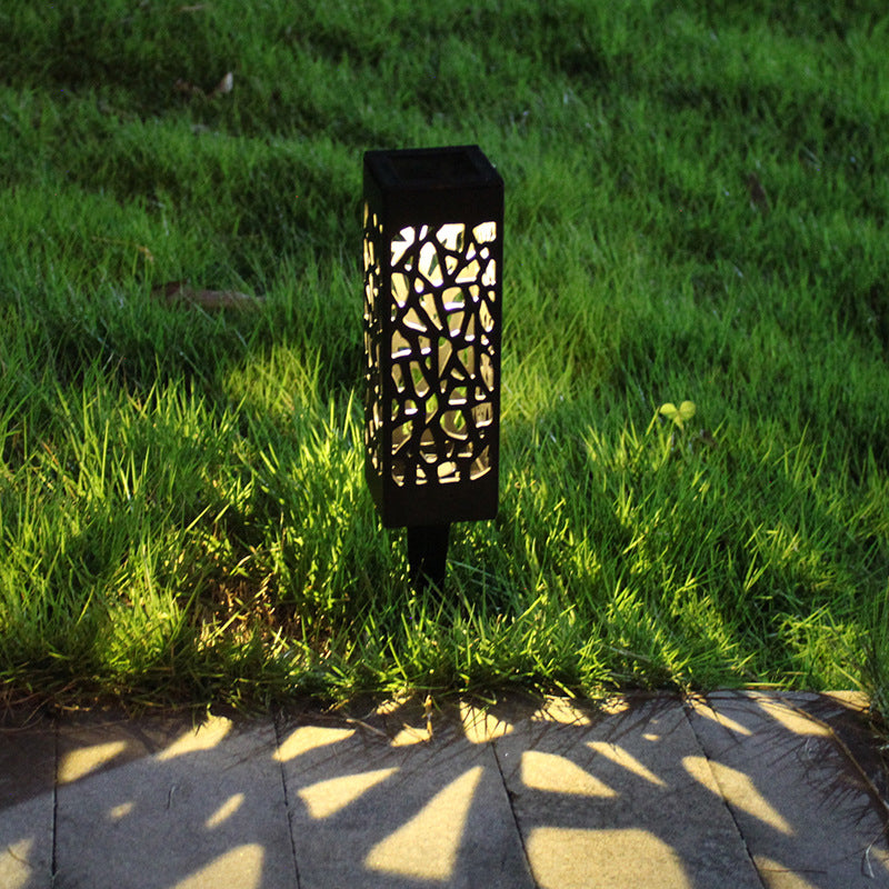 Plastic Rectangle Cutout LED Lawn Light Decorative Black Solar Ground Lighting for Garden