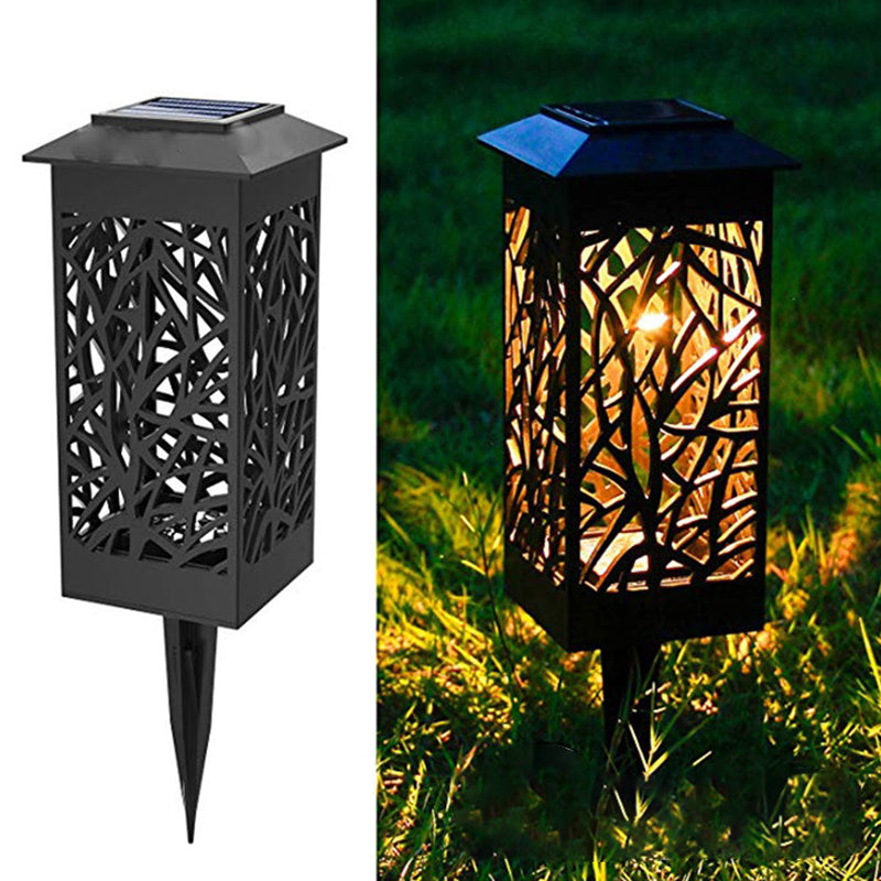 Black House Hollow out LED Stake Light Modern Plastic Solar Lawn Lighting for Garden