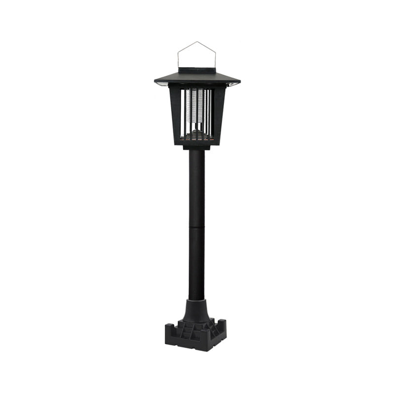 House Shaped Backyard LED Mosquito Light Plastic Modern Solar Lawn Lighting in Black