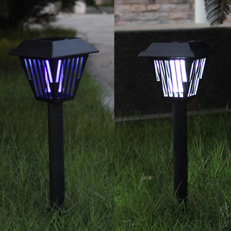 Art Decor Tapered Shape LED Mosquito Light Plastic Courtyard Solar Ground Lighting, Black