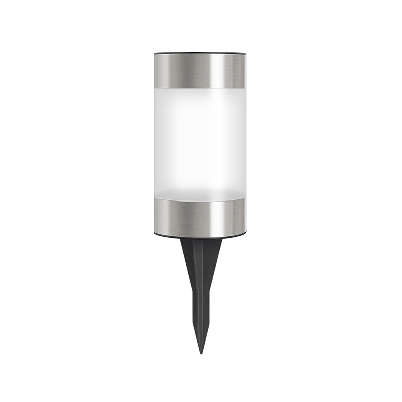 Plastic Cylinder Solar Ground Lighting Contemporary Black LED Landscape Light for Backyard