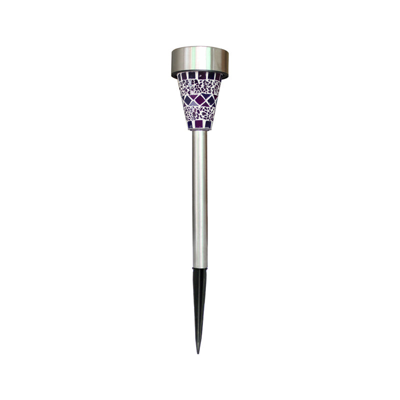 Conical Shaped Courtyard LED Stake Light Mosaic Glass Modern Solar Ground Lighting