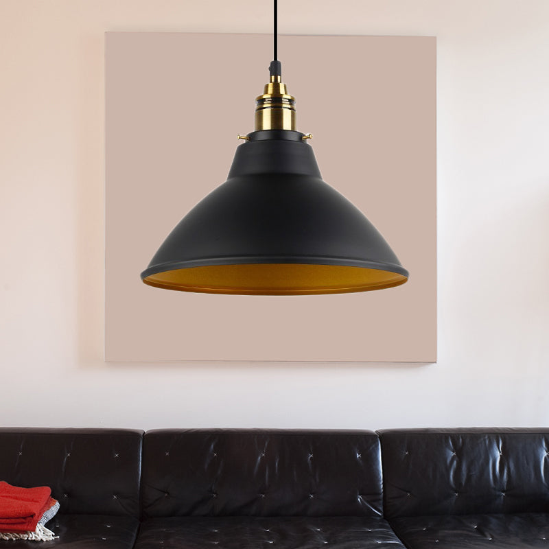 Kuppel Metall Pendelleuchte Leichte industrielle Einzelbirne Wohnzimmer Hängende Leuchte in Schwarz/Weiß/Gold