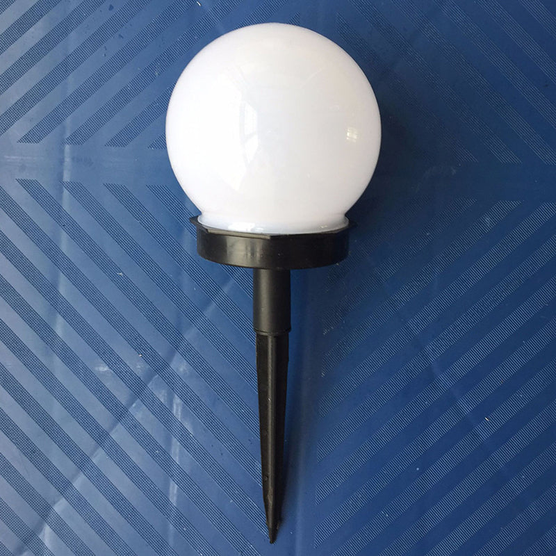 Globe Plastic Solar Ground Lighting Contemporary Black and White LED Landscape Light for Courtyard