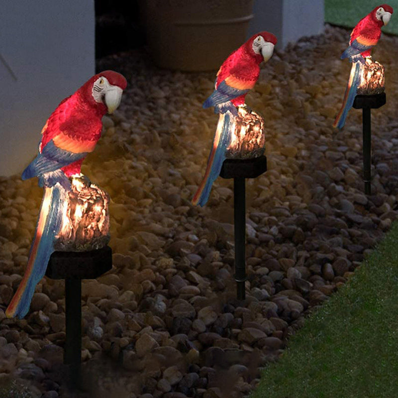 Parrot Shaped LED Ground Light Decorative Resin Courtyard Solar Landscape Lighting