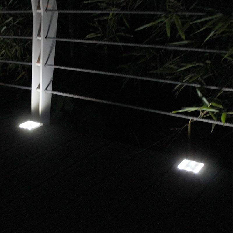 Square Shaped Metal LED Stake Light Modern Black Solar Buried Lighting for Pathway
