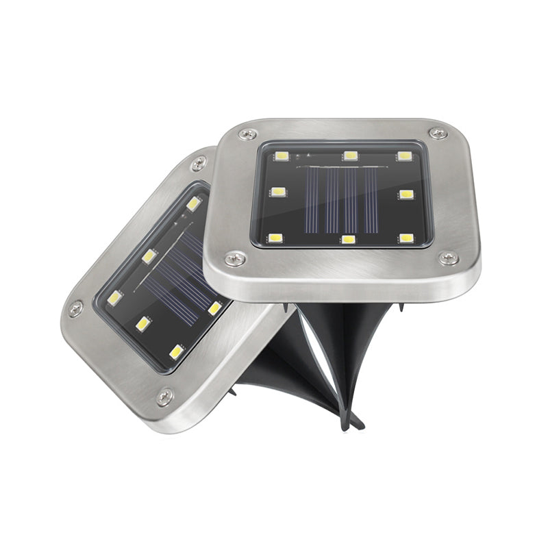 Square Shaped Metal LED Stake Light Modern Black Solar Buried Lighting for Pathway