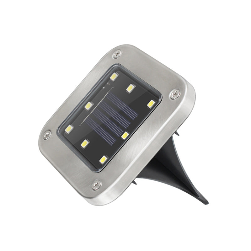 Square Shaped Metal LED Stake Light Modern Black Solar Buried Lighting for Pathway