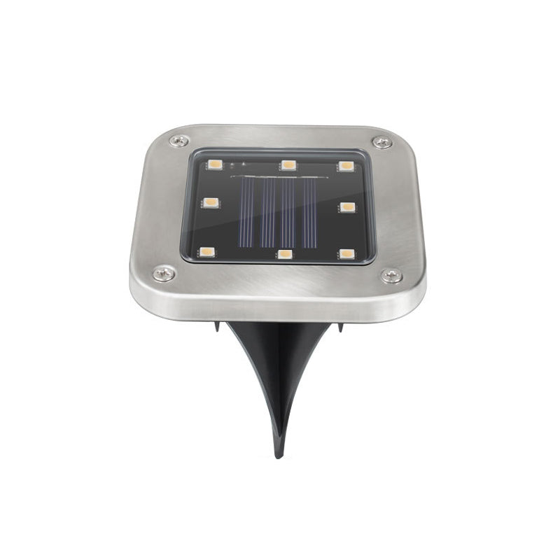 Square Shaped Metal LED Stake Light Modern Black Solar Buried Lighting for Pathway