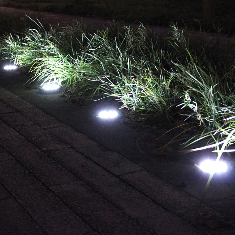 Circle Shape LED Lawn Light Simplicity Metal Black Solar Buried Lighting for Courtyard