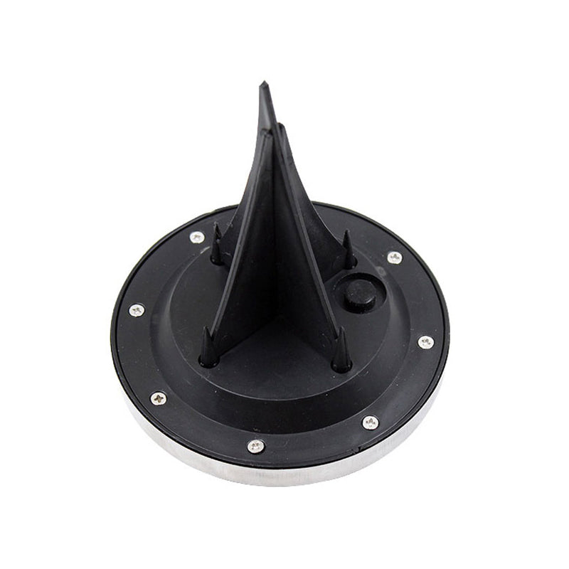 Retro Round Shaped LED Stake Light Metal Courtyard Solar Powered Buried Lighting, Black