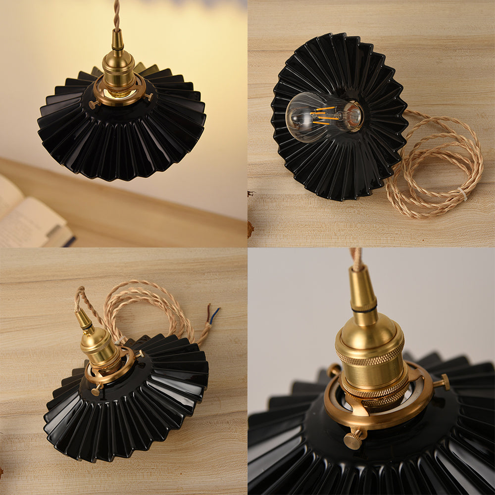 Assicatore di ferro da parasole a sospensione Lumo vintage Vintage Single Light Dining Room Hanging Lampada in nero/bianco