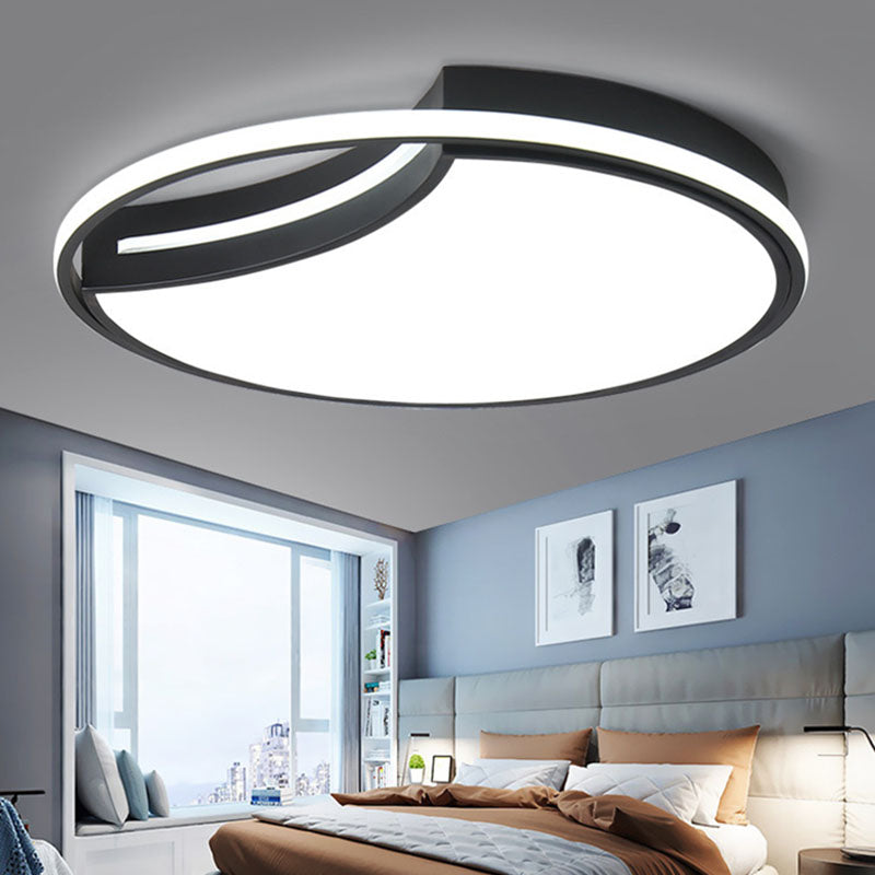 Metal Splicing Circle LED Flush Mount Modern Black Flushmount Ceiling Light for Bedroom