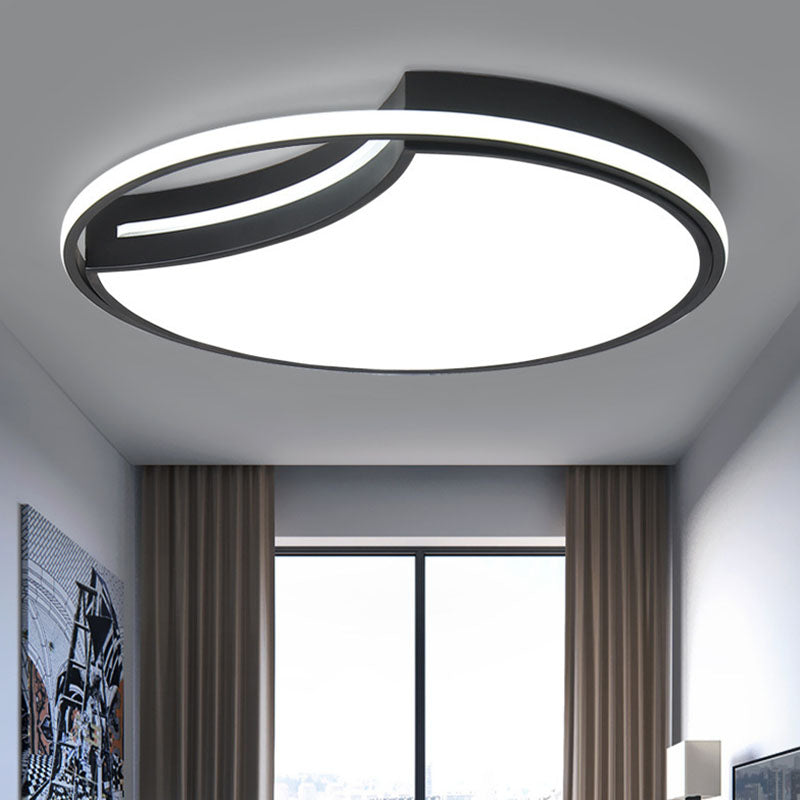 Metal Splicing Circle LED Flush Mount Modern Black Flushmount Ceiling Light for Bedroom