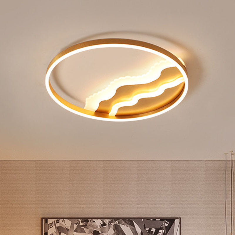 Splicing Circle Flush Mount Lighting Minimalist Metal Gold LED Flush Mount Fixture for Bedroom