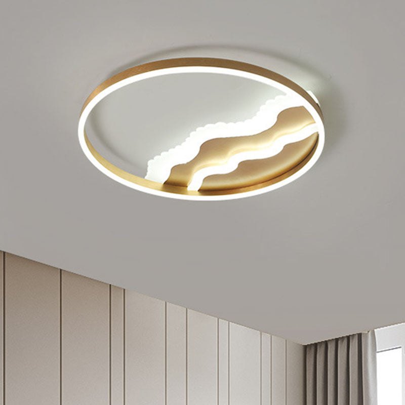 Splicing Circle Flush Mount Lighting Minimalist Metal Gold LED Flush Mount Fixture for Bedroom
