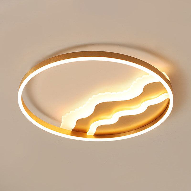 Splicing Circle Flush Mount Lighting Minimalist Metal Gold LED Flush Mount Fixture for Bedroom