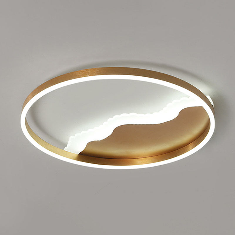 Splicing Circle Flush Mount Lighting Minimalist Metal Gold LED Flush Mount Fixture for Bedroom