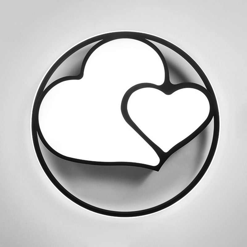 Heart Flush Deckenleuchte Moderne LED-Unterputzleuchte für Schlafzimmer aus Metall in Schwarz