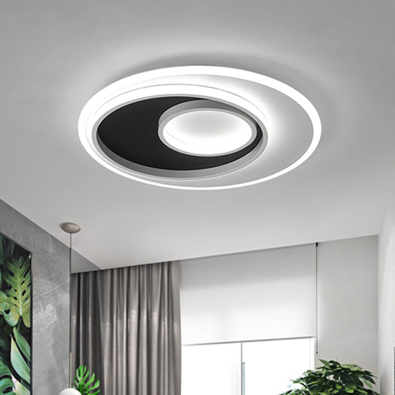 Metal Ring Flush Light Minimalist Black and White LED Flush Ceiling Light Fixture