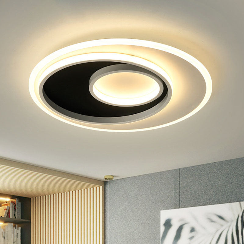Metal Ring Flush Light Minimalist Black and White LED Flush Ceiling Light Fixture