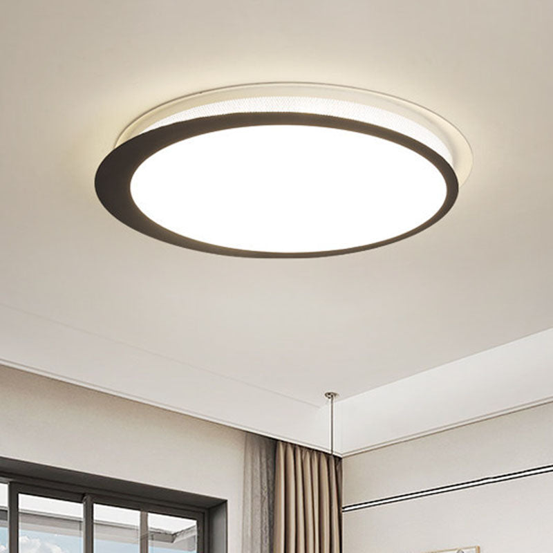 Round Metal Flush Light Artistic Black LED Flush Ceiling Light Fixture for Bedroom