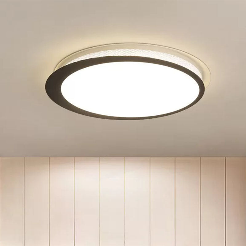 Round Metal Flush Light Artistic Black LED Flush Ceiling Light Fixture for Bedroom