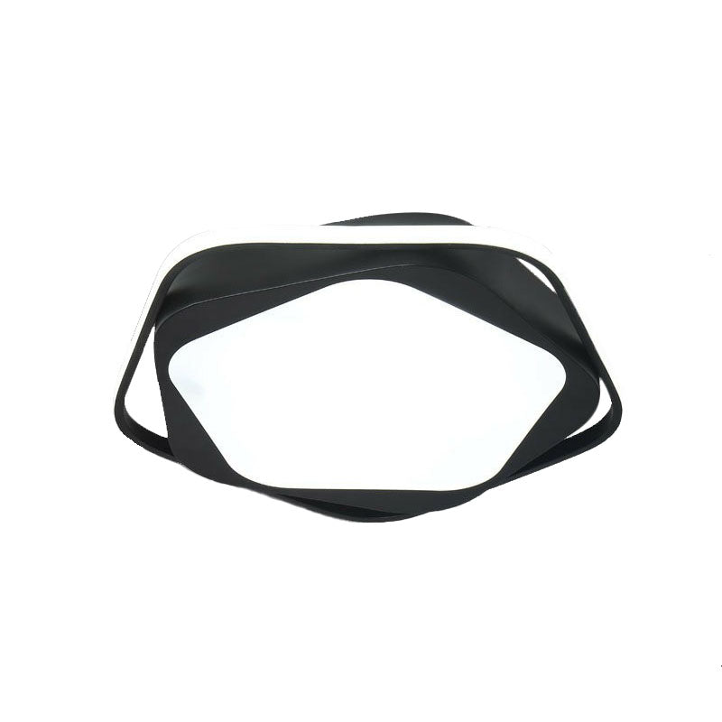 Minimalist Pentagon LED Flush Mount Metal Bedroom Flushmount Ceiling Light in Black