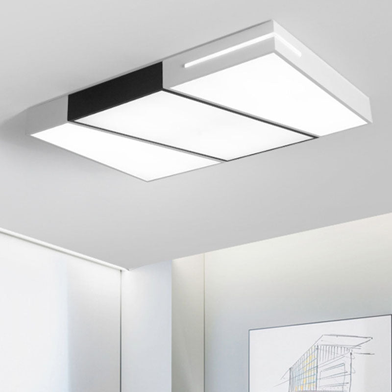White Splicing Quadrate Flush Ceiling Light Contemporary Metal LED Flush Mount Lighting Fixture