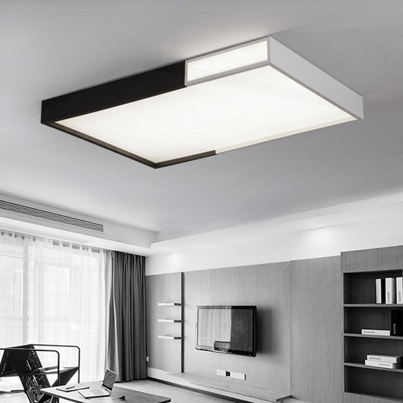 Viereckige Form LED Flush Mount Light Simple Metal Schwarz und Weiß Deckenlicht Flush Mount