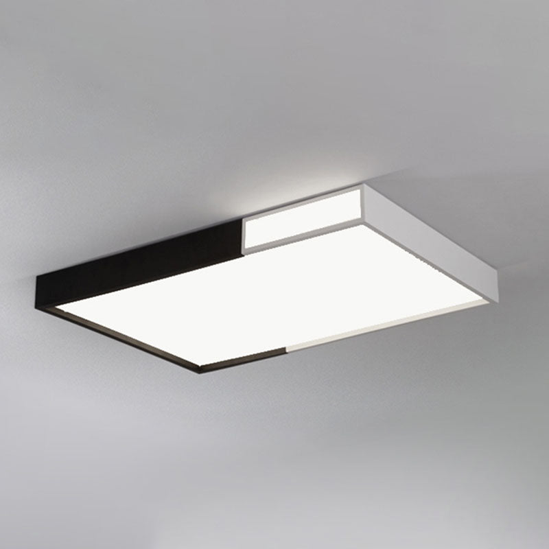 Viereckige Form LED Flush Mount Light Simple Metal Schwarz und Weiß Deckenlicht Flush Mount