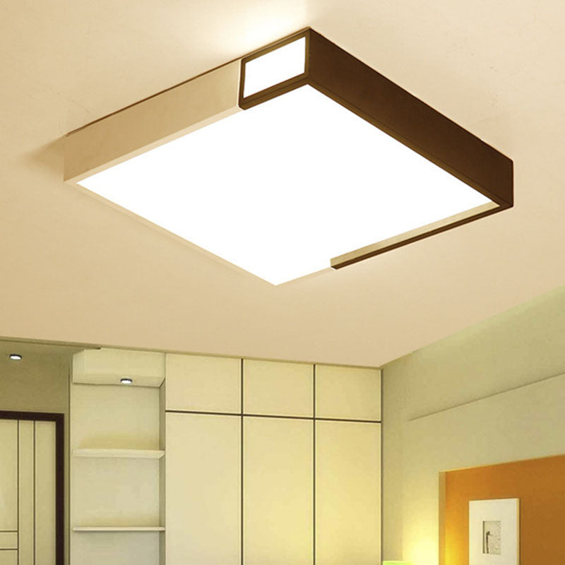 Viereckige Form LED Flush Mount Light Simple Metal Schwarz und Weiß Deckenlicht Flush Mount