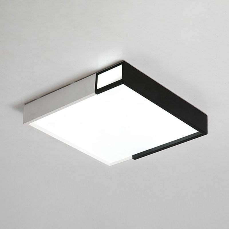 Viereckige Form LED Flush Mount Light Simple Metal Schwarz und Weiß Deckenlicht Flush Mount