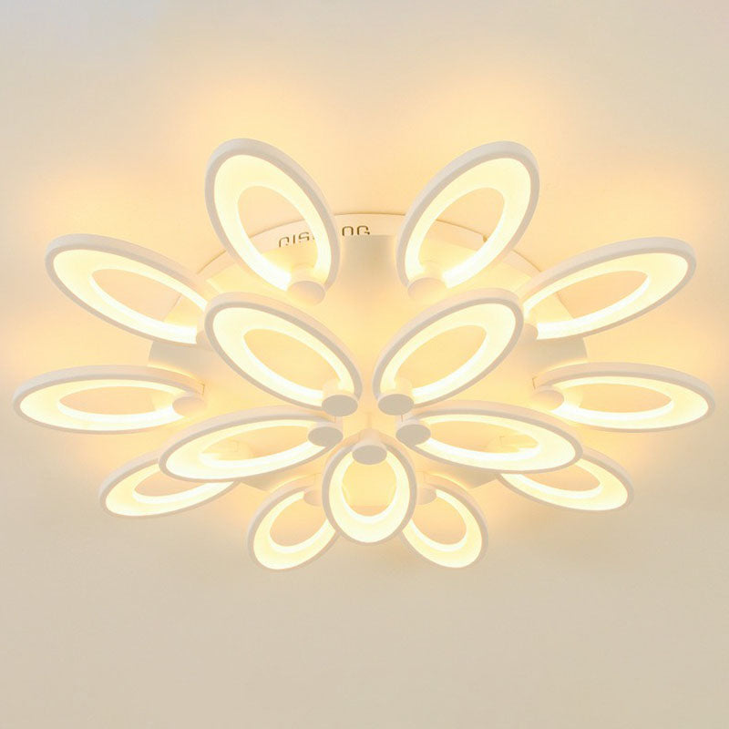 Elliptical LED Semi Flush Mount Modern Acrylic White Flushmount Ceiling Light for Living Room