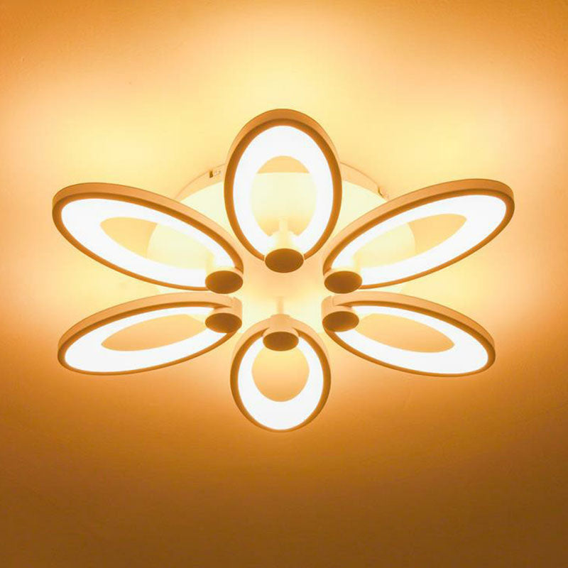 Elliptical LED Semi Flush Mount Modern Acrylic White Flushmount Ceiling Light for Living Room
