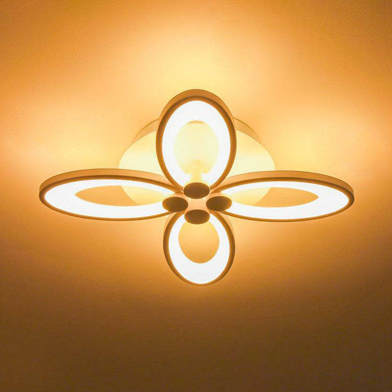 Elliptical LED Semi Flush Mount Modern Acrylic White Flushmount Ceiling Light for Living Room