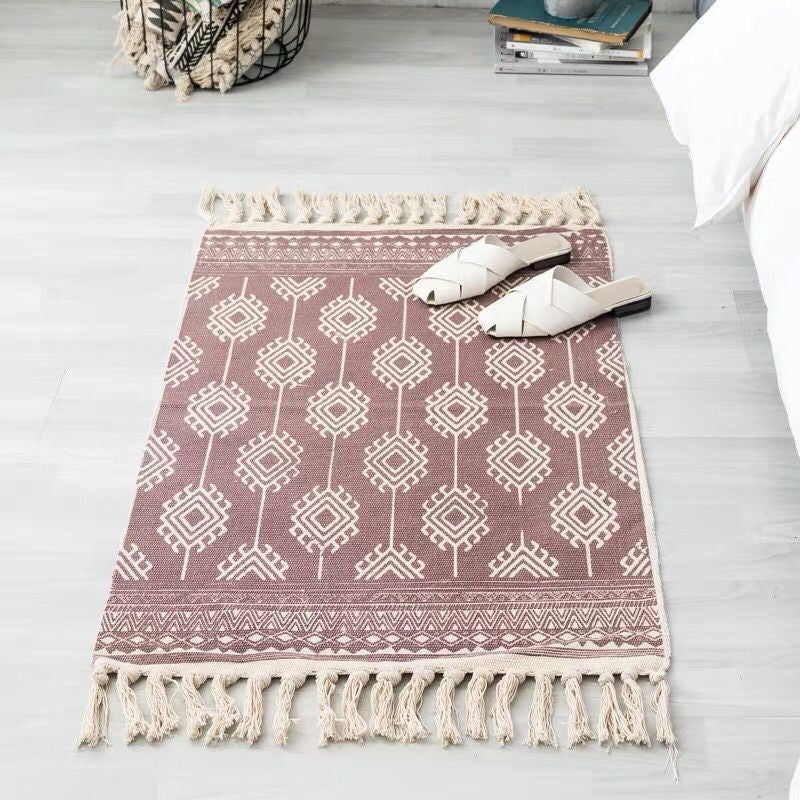 Boho Chic Schlafzimmer Teppich Mehrfarbig geometrische Muster Teppich Baumwollmaschin
