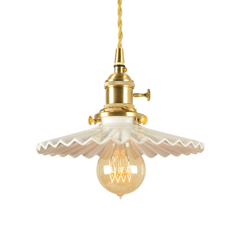 Schäbige Schatten Eisendecke Anhänger Leicht Retro 1 Kopf Wohnzimmer Hanging Lampe in Weiß