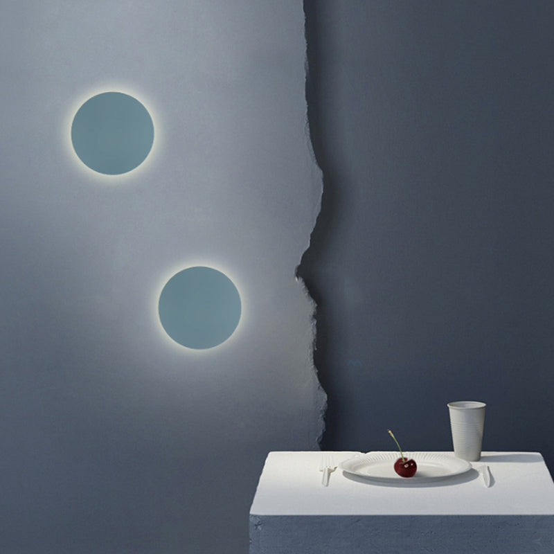 Noordse stijl macaron gekleurde muurlicht ronde metalen wand sconce voor trapfoyer