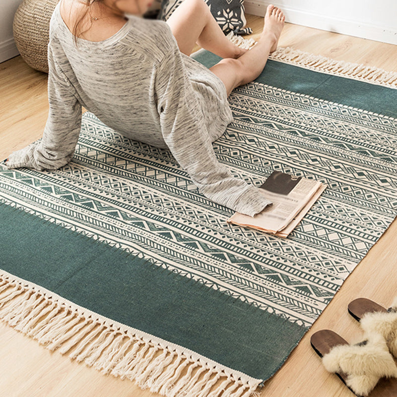 Boho Chic Blumenbereich Teppich mehrfarbiger Baumwollteppich -Waschmaschine für Wohnzimmer