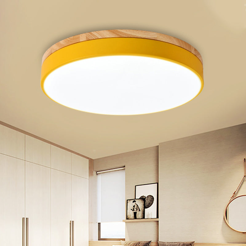 Lámpara de techo acrílica para dormitorio infantil, luz de techo circular delgada de color caramelo, Macaron Loft