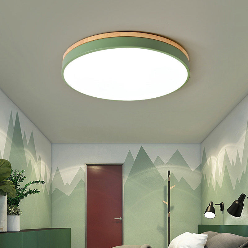 Lámpara de techo acrílica para dormitorio infantil, luz de techo circular delgada de color caramelo, Macaron Loft