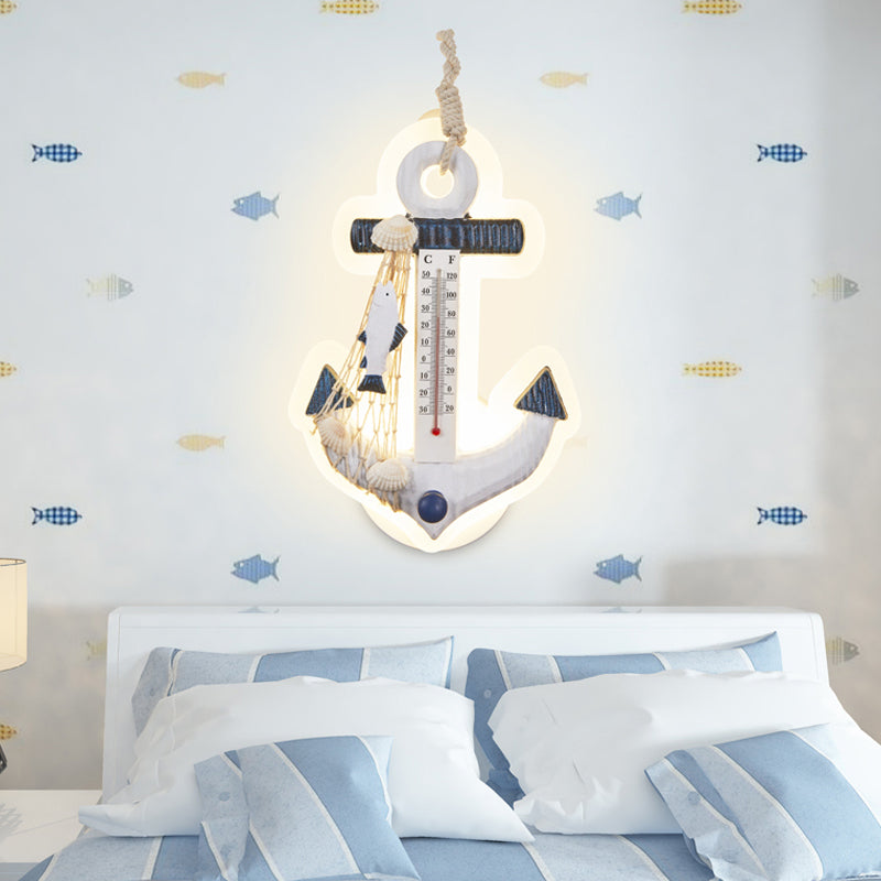 Modern Anchor Wall Light with Thermometer Acrylic White Sconce Light for Living Room