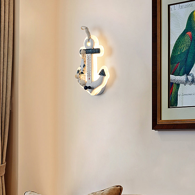 Modern Anchor Wall Light with Thermometer Acrylic White Sconce Light for Living Room