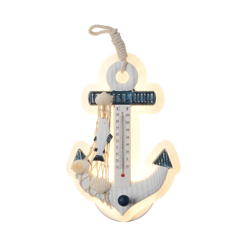 Modern Anchor Wall Light with Thermometer Acrylic White Sconce Light for Living Room