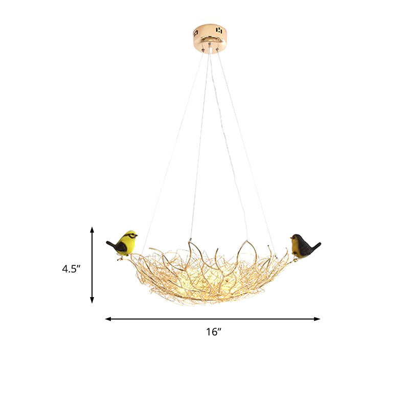 16 "/19.5" breites Nest Metal Art Deco Kronleuchter Beleuchtung 2 Leuchten Hängen Deckenlampenleuchte